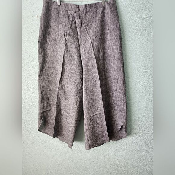 Cynthia Rowley Gray Linen Blend Crop Wide Leg Pants - Picture 2 of 12